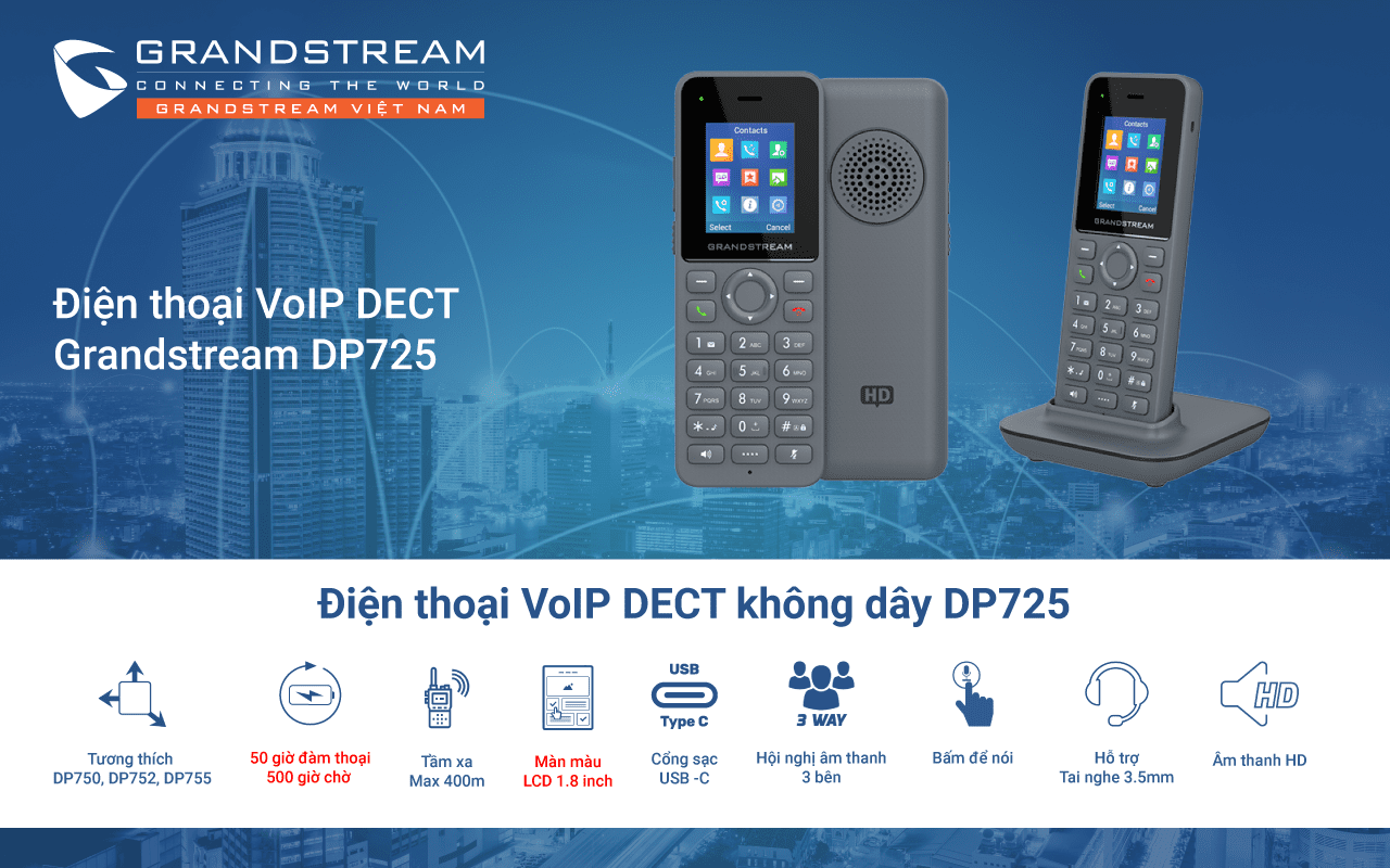 Điện thoại IP không dây Grandstream DP725