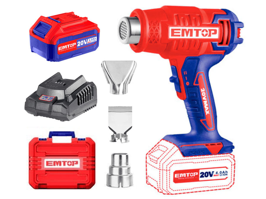 Máy khò nhiệt dùng pin 20V Emtop EHGN200215 (1 pin 4Ah, sạc)