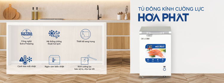tủ đông Hòa Phát 107 lít HPF AD6107 có thiết kế hiện đại