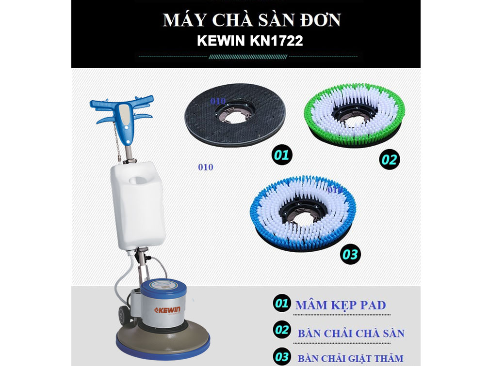 Máy chà sàn đơn công nghiệp Kewin KN1722