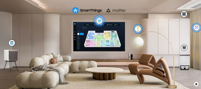 Tivi Samsung 55 inch QA55S90FAKXXV còn được ứng dụng hàng loạt tính năng, tiện ích thông minh