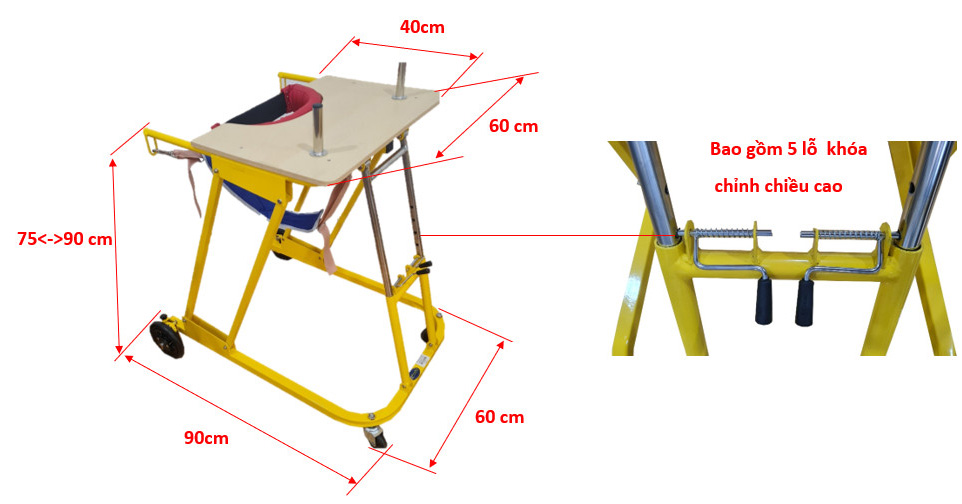 Khung tập đi trẻ bại não có đai nâng đỡ lớn PN43.3
