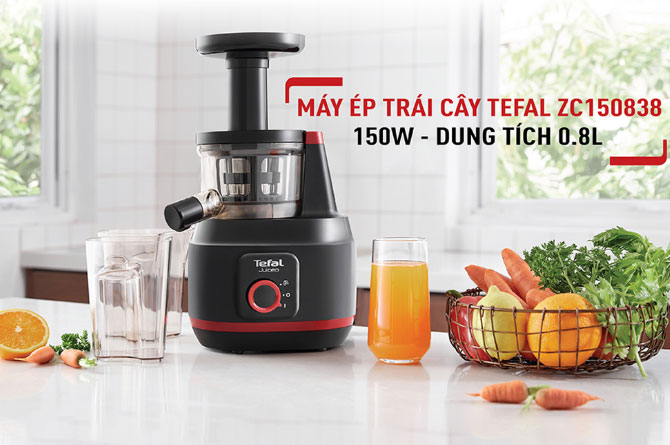 Máy ép trái cây Tefal ZC150838 sử dụng công nghệ ép chậm tiên tiến tạo ra những ly nước ép chất lượng