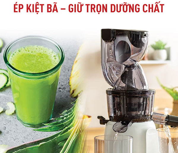 Máy ép chậm Tefal ZC600138 sử dụng động cơ không chổi than với công suất mạnh mẽ lên tới 200W giúp ép kiệt bã