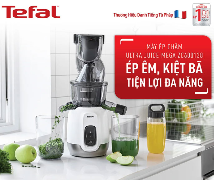 máy ép chậm Tefal ZC600138 có kiểu dáng hiện đại, sang trọng