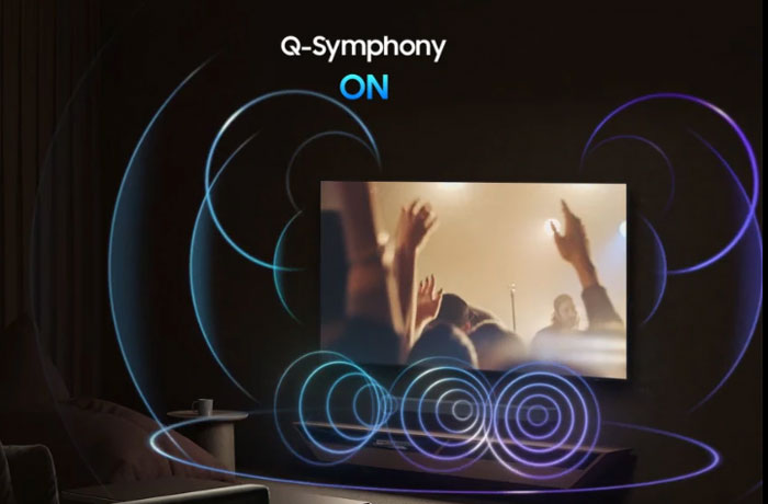 Smart TV QLED 4K Samsung 85 inch QA85Q7FAAKXXV sử dụng công nghệ Q-Symphony