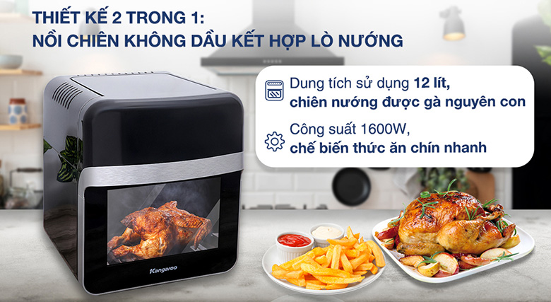 Lò chiên không dầu Kangaroo KG12AF6A 12.5 lít