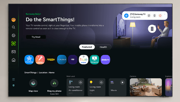 Smart TV QA50Q8FAAKXXV được tích hợp ứng dụng SmartThings
