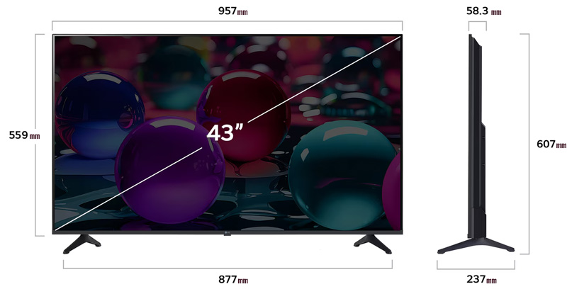 Kích thước Smart TV UHD AI 4K 43 inch LG 43UA7350PSB