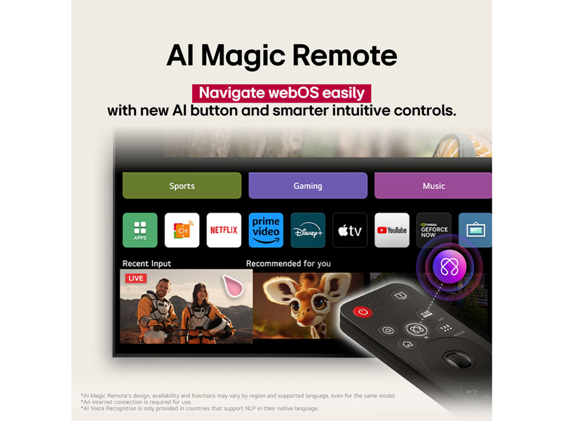 TV thông minh LG 50UA7350PSB tích hợp điều khiển từ xa AI Magic