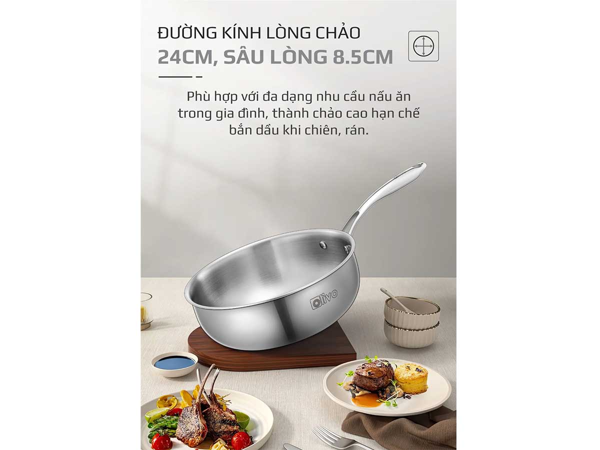 Chảo inox Olivo Steve 2485