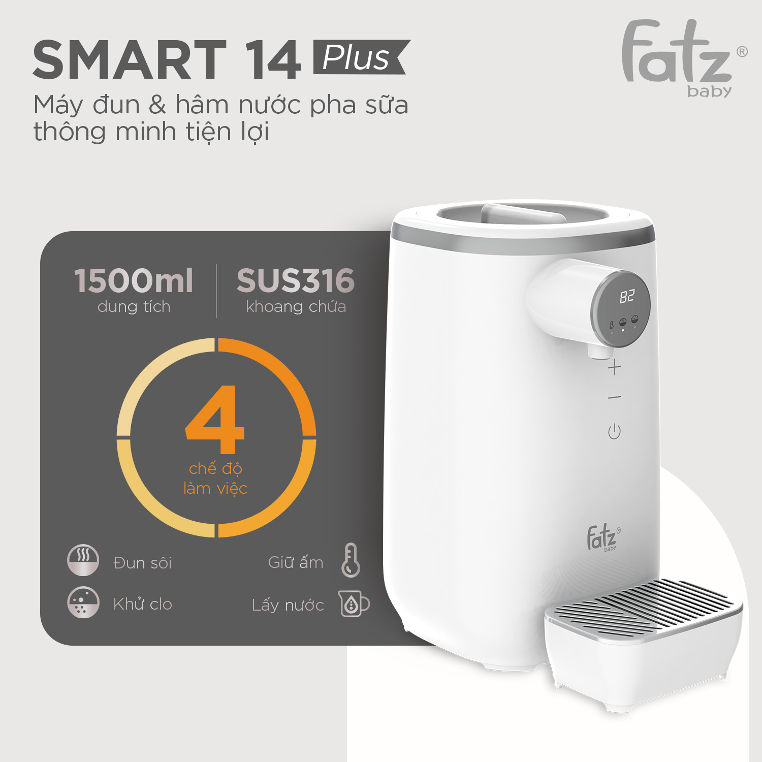 Máy đun và hâm nước pha sữa Smart 14 Plus FB3825CZ