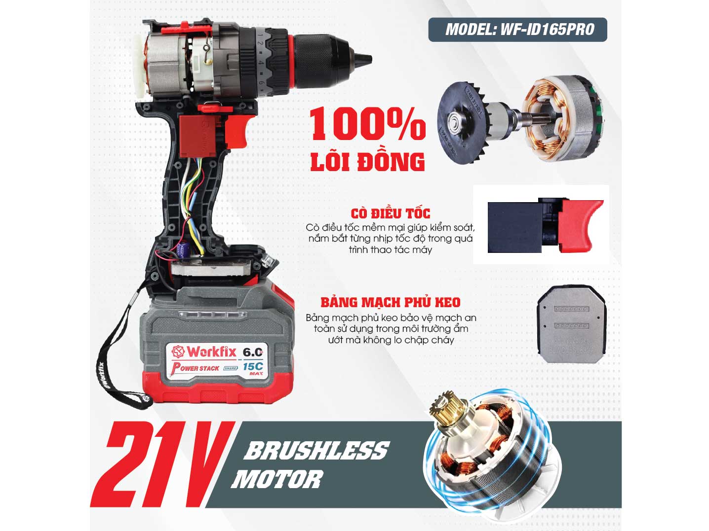 Máy khoan pin Workfix WF-ID165PRO 