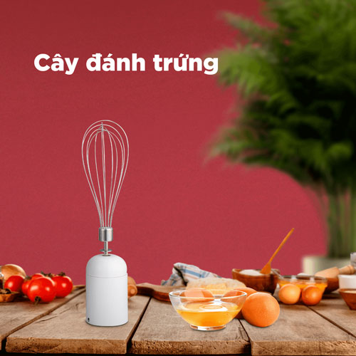 Máy xay cầm tay Sharp EM-H076SV-WH đi kèm cây đánh trứng