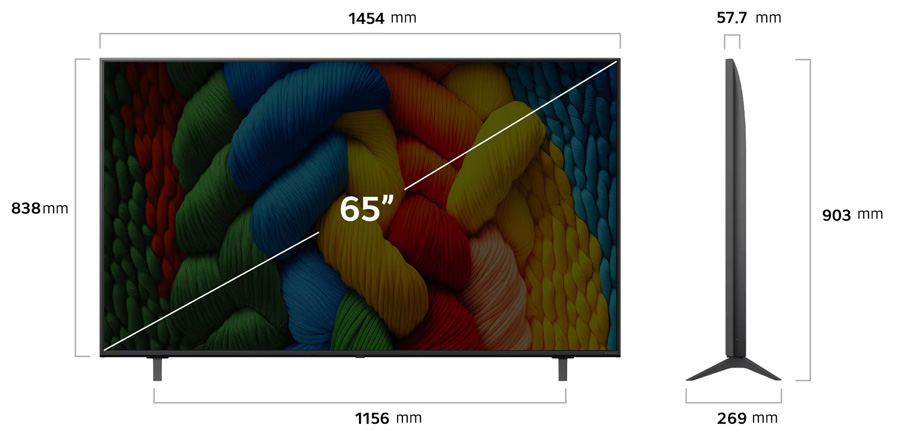 Kích thước Tivi NanoCell LG 4K 65 inch 65NANO80ASA