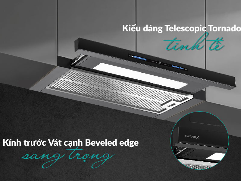 Máy hút mùi âm tủ, tự động mở cửa GrandX GX H70F75B