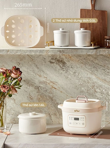 Nồi nấu chậm Bear SB-NNC16 đi kèm 2 thố sứ
