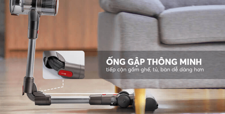 Máy hút bụi Elmich VCE-3927 có thể gập ống nối để hút bụi ở các khu vực hẹp