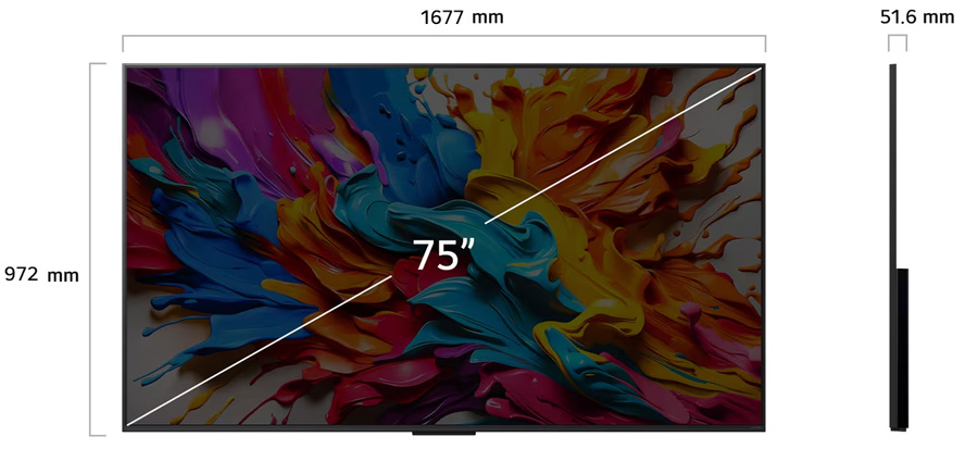 Kích thước Tivi LG AI MiniLed Evo QNED 4K 75 inch 75QNED9MASA