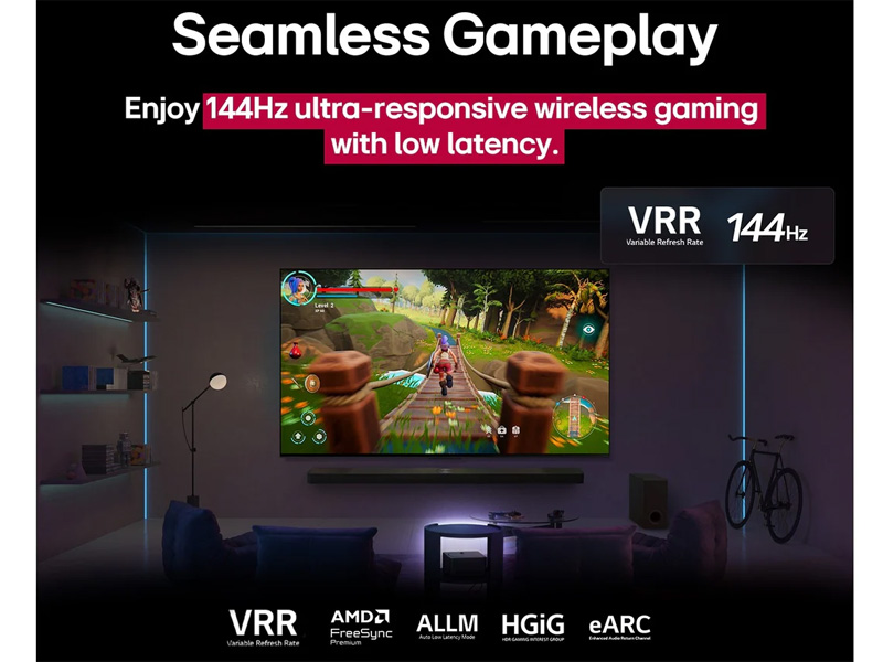 Tivi LG AI 75QNED9MASA hỗ trợ chơi game mượt mà