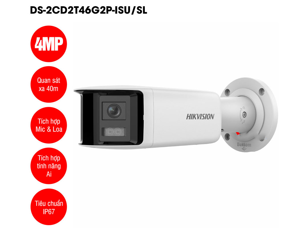Camera IP thân trụ 4MP Hikvision DS-2CD2T46G2P-ISU/SL