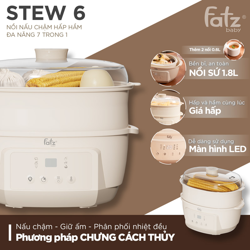 Nồi nấu chậm hấp hầm đa năng 7 trong 1 Fatzbaby Stew 6 - FB9083ZT