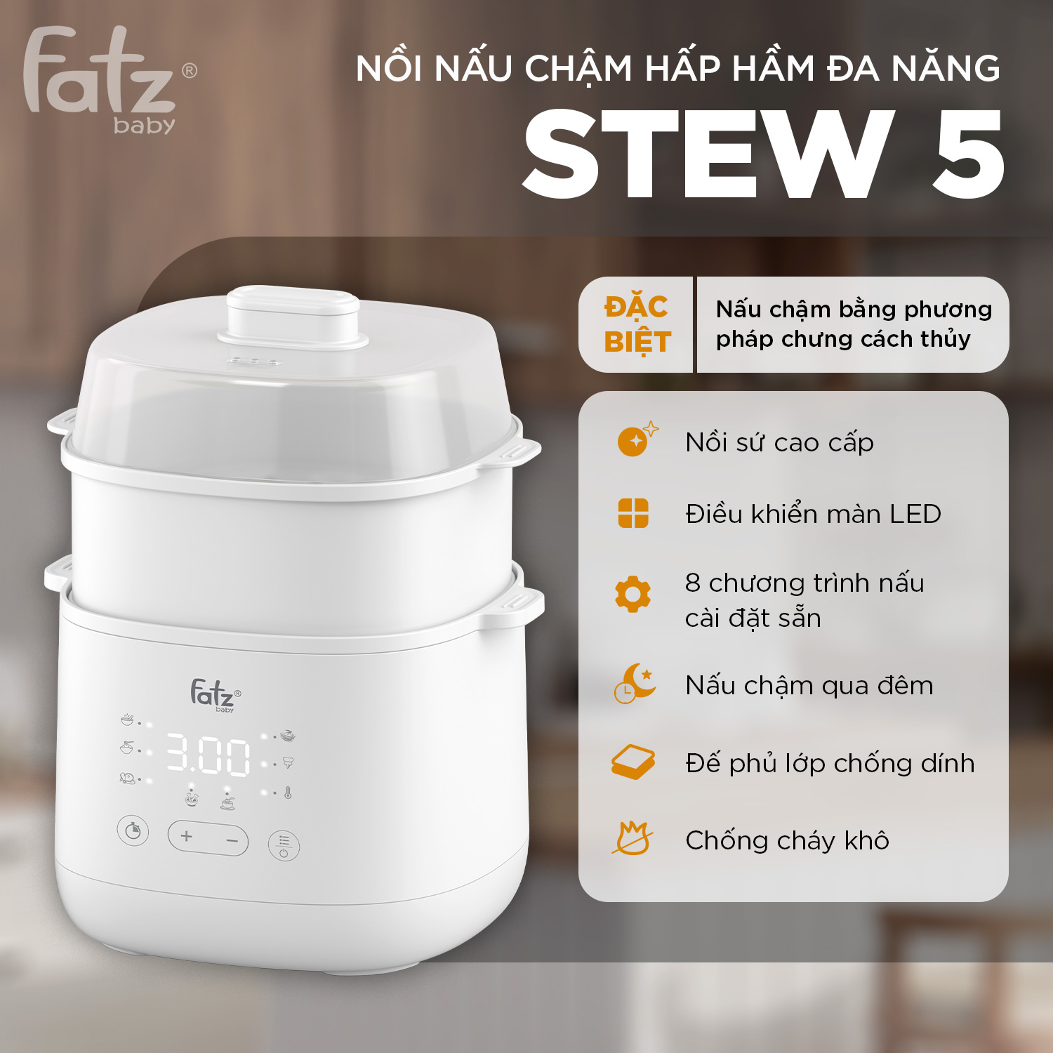 Nồi nấu chậm hấp hầm đa năng 8 trong 1 Stew 5