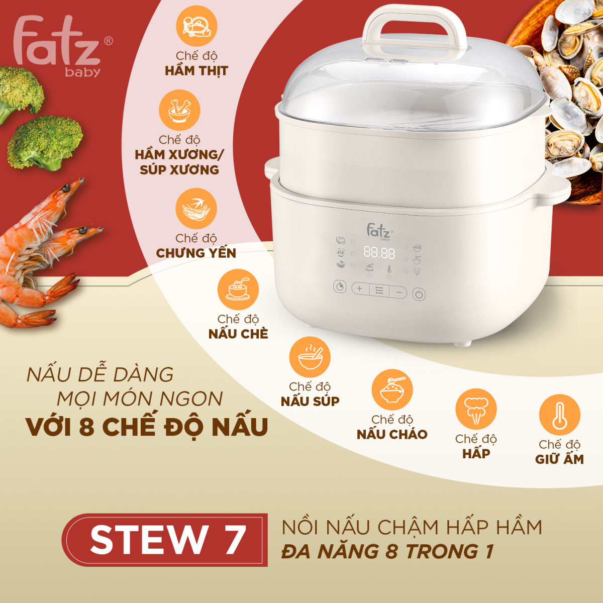 Nồi nấu chậm hấp hầm đa năng 8 trong 1 Stew 7 - FB9131TL