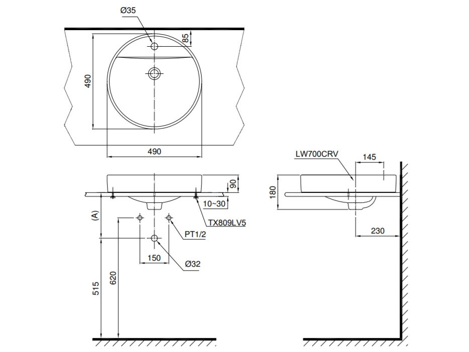 Chậu Lavabo Toto LT700CTR-XW đặt bàn