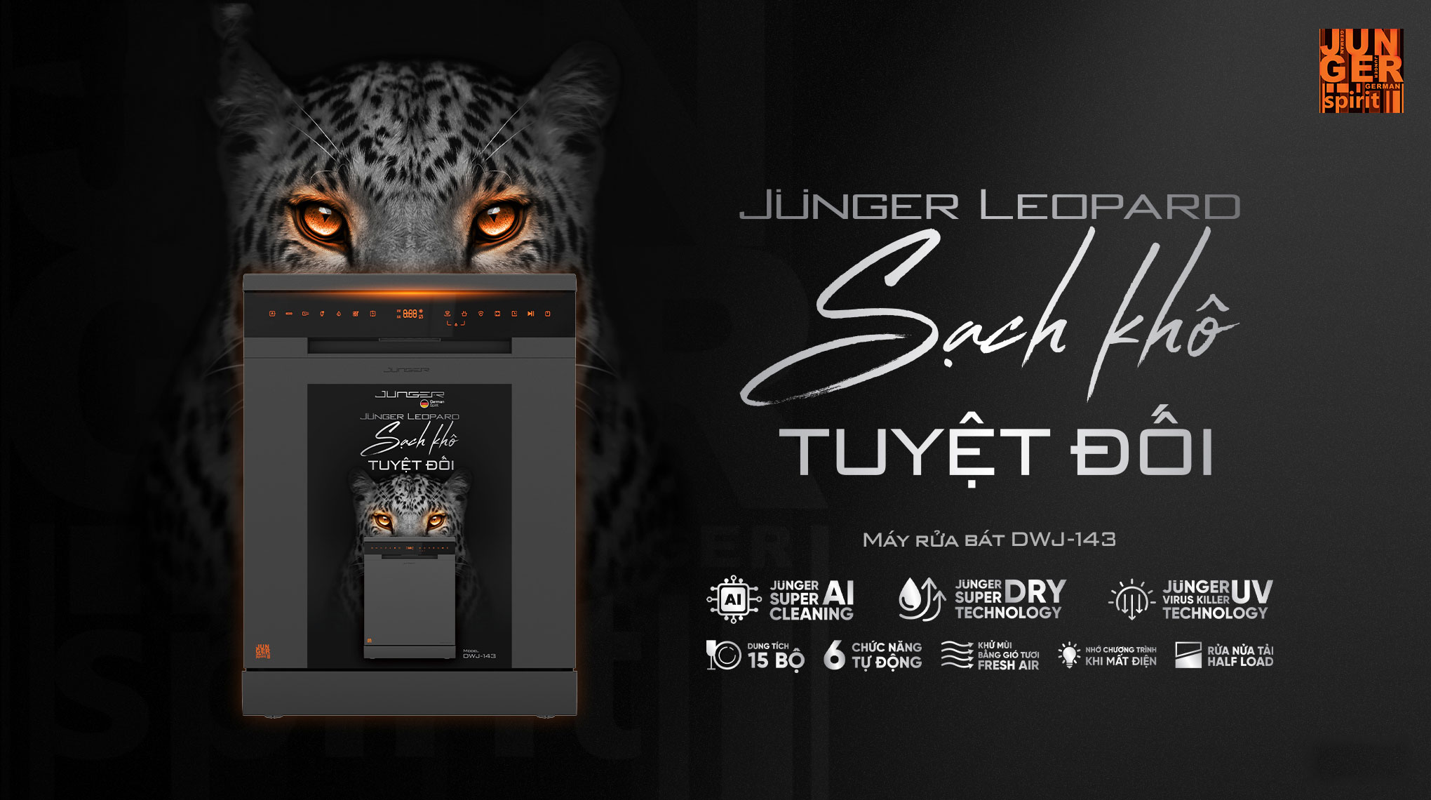 Máy rửa bát Junger Leopard DWJ-143