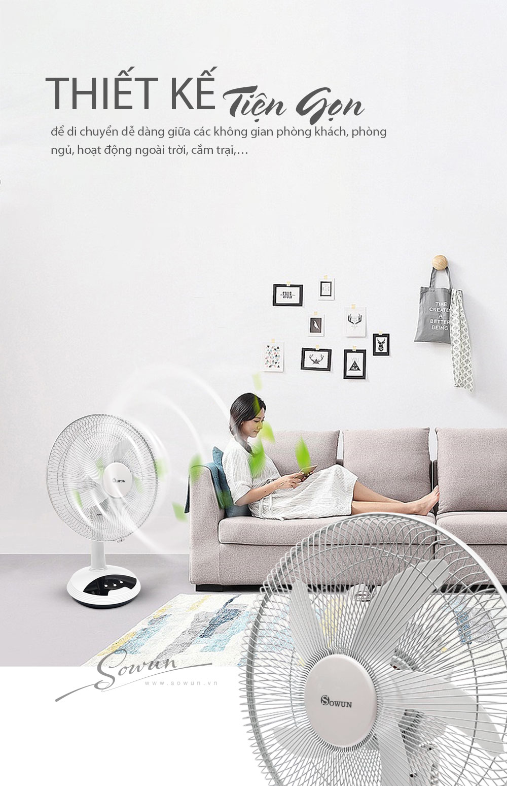 Quạt sạc tích điện Sowun SW 809