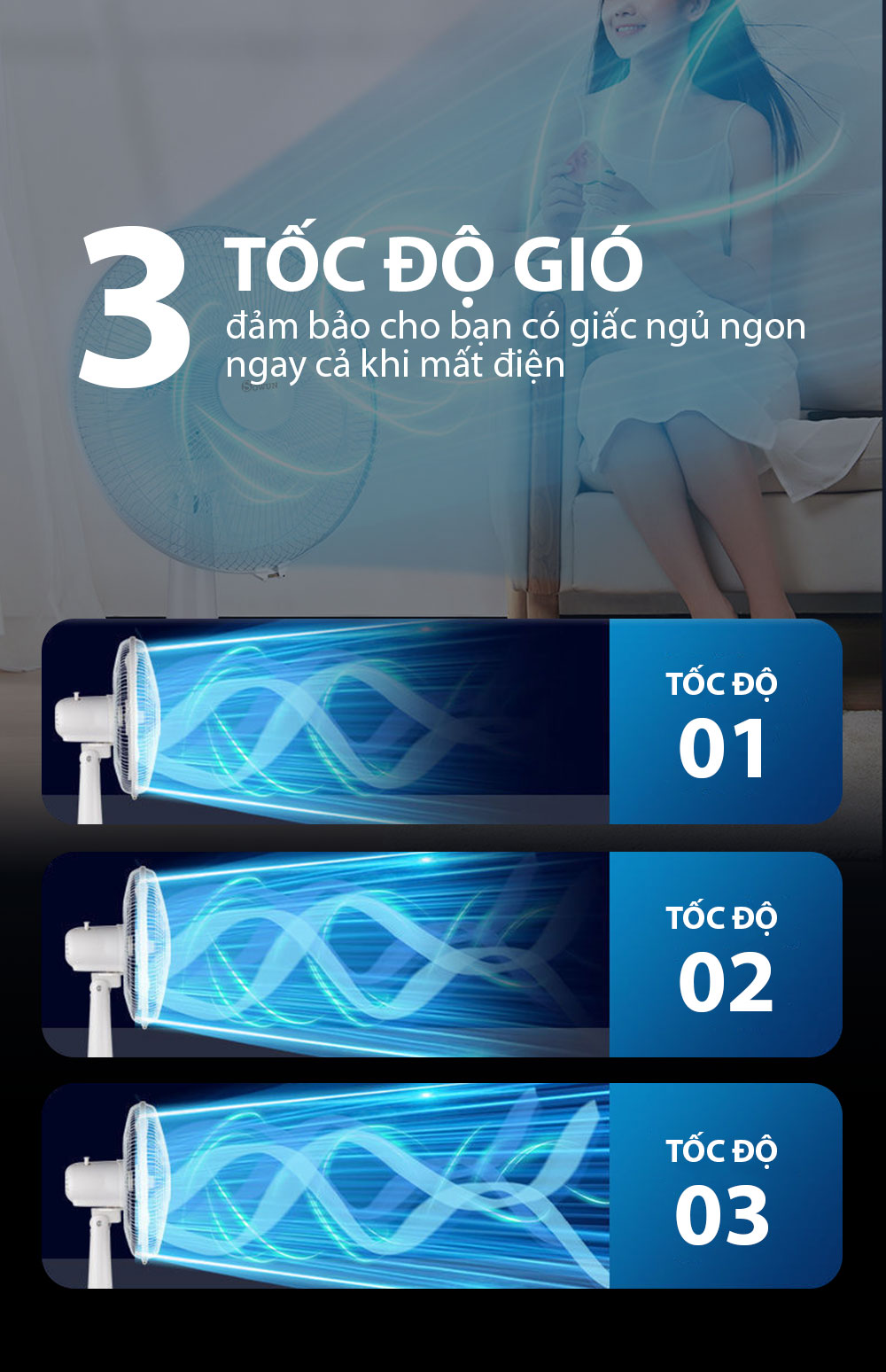 Quạt sạc Sowun