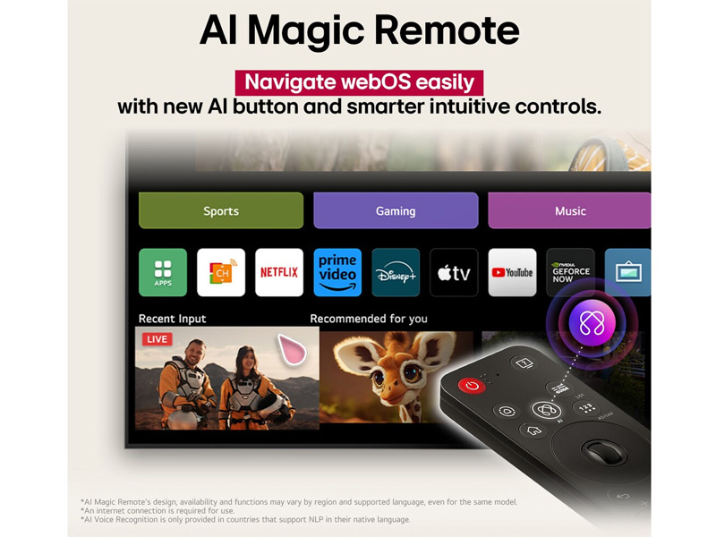Tivi LG 55 inch 55QNED86ASA trang bị điều khiển AI Magic