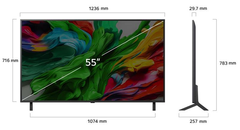Kích thước Smart Tivi LG QNED evo AI 4K 55 inch 55QNED86ASA