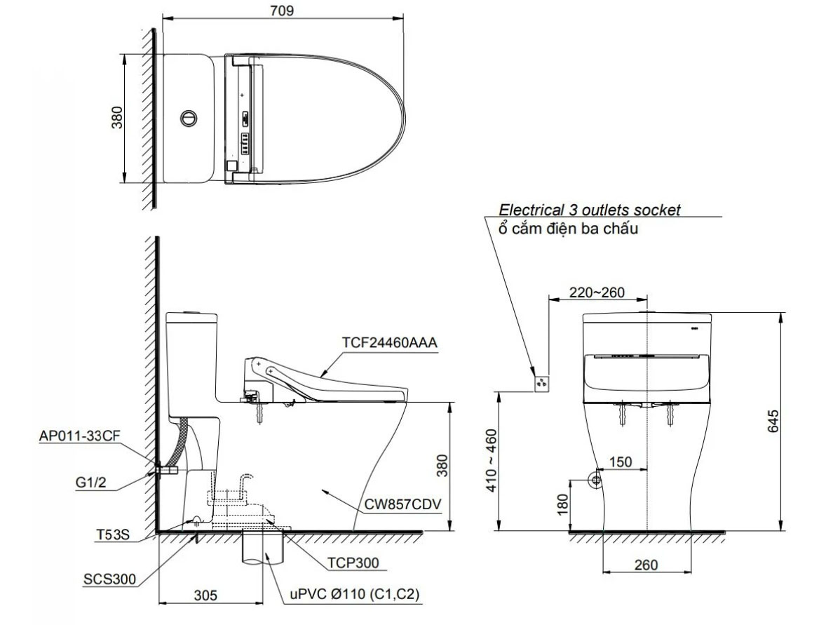 Toto MS857CDW15, TCF24460AAA C5 