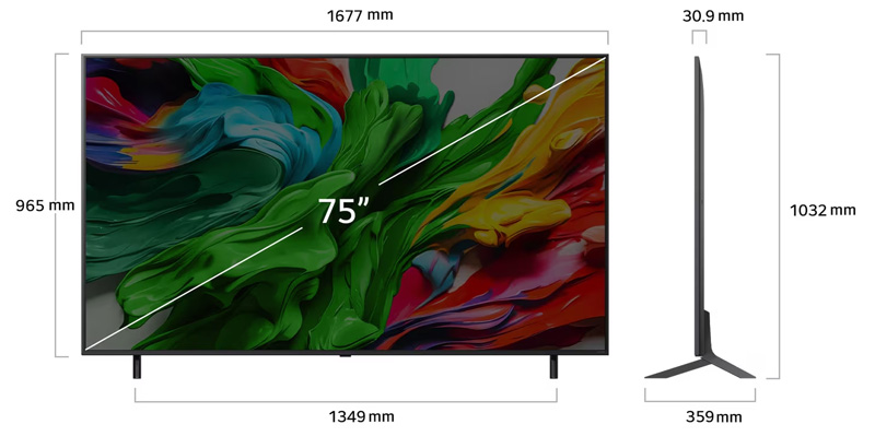 Kích thước Tivi LG QNED evo AI 4K 75 inch 75QNED86ASA