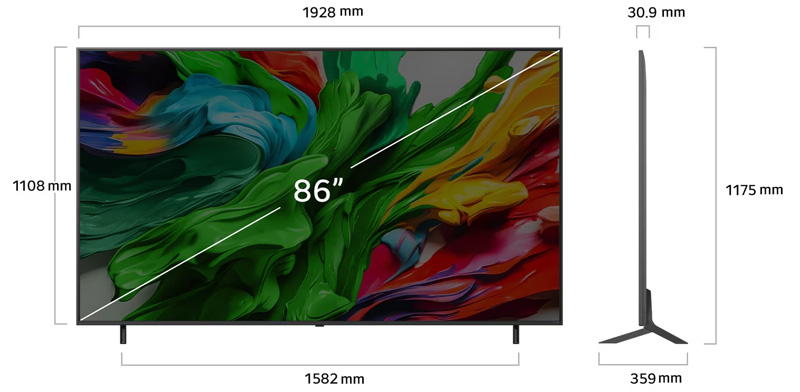 Kích thước TV LG QNED 86QNED86ASA