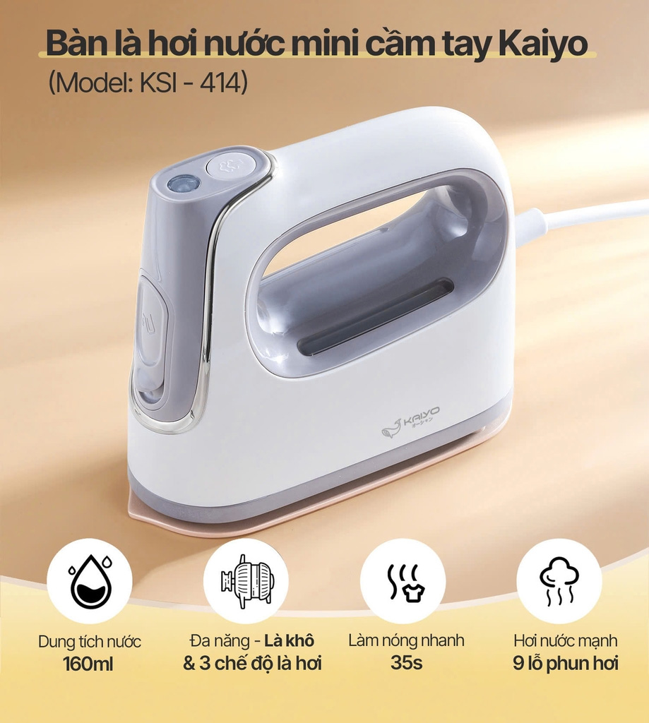 Bàn là hơi nước mini Kaiyo KSI-414