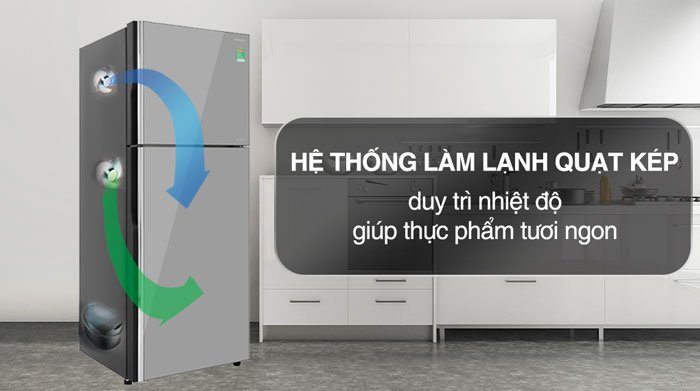 tủ lạnh Hitachi Inverter 366 lít FVX480PGV9-MIR sử dụng hệ thống làm lạnh quạt kép