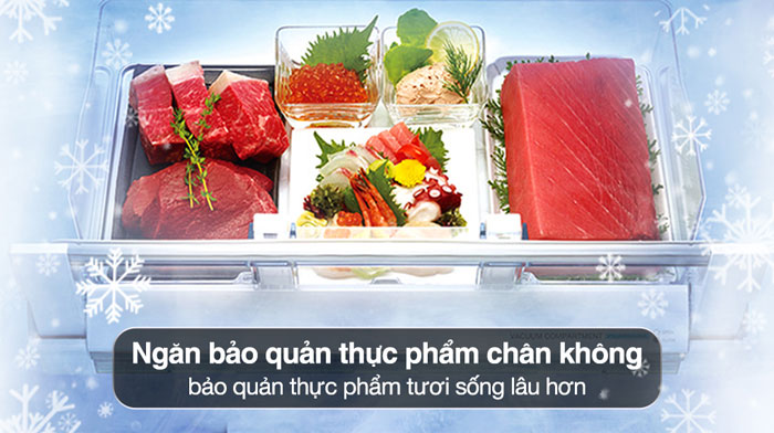Hitachi R-HW540RV(X) còn được trang bị ngăn bảo quản thực phẩm chân không