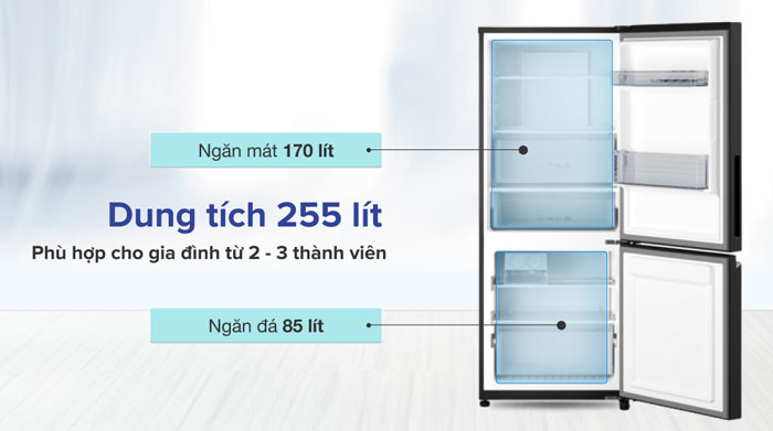 Tủ lạnh Panasonic NR BV281BVKV có dung tích sử dụng là 255 lít