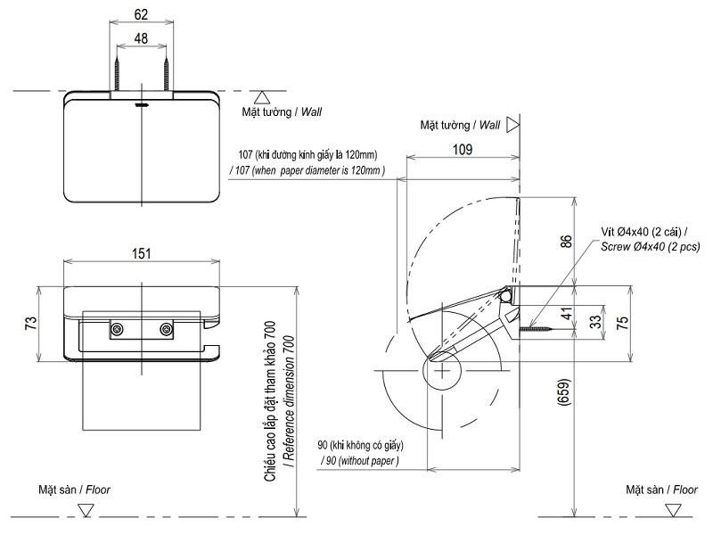 Móc treo giấy vệ sinh Toto YH902V