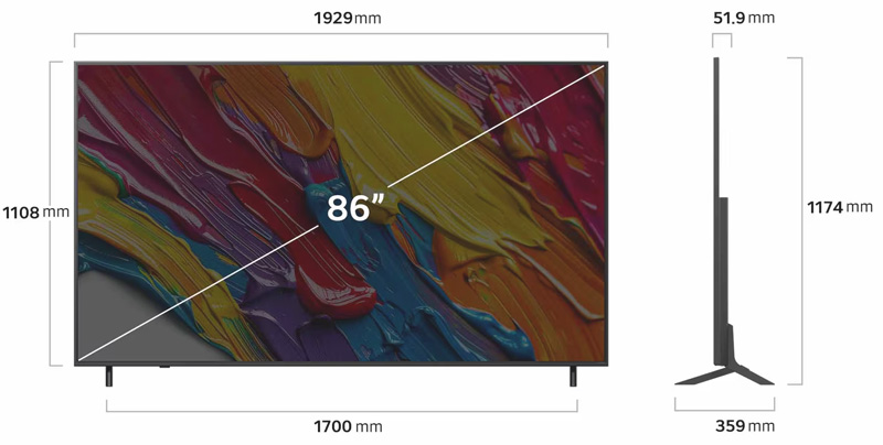 Kích thước Tivi LG QNED AI 4K 86 inch 86QNED82ASA