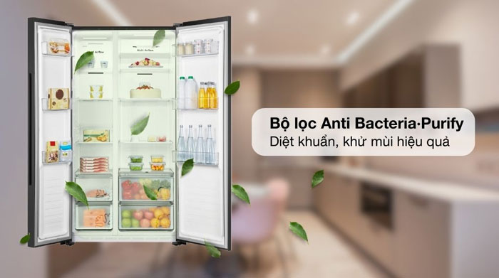 tủ lạnh side by side Hisense HS56WBG sử dụng bộ lọc Anti Bacteria Purify