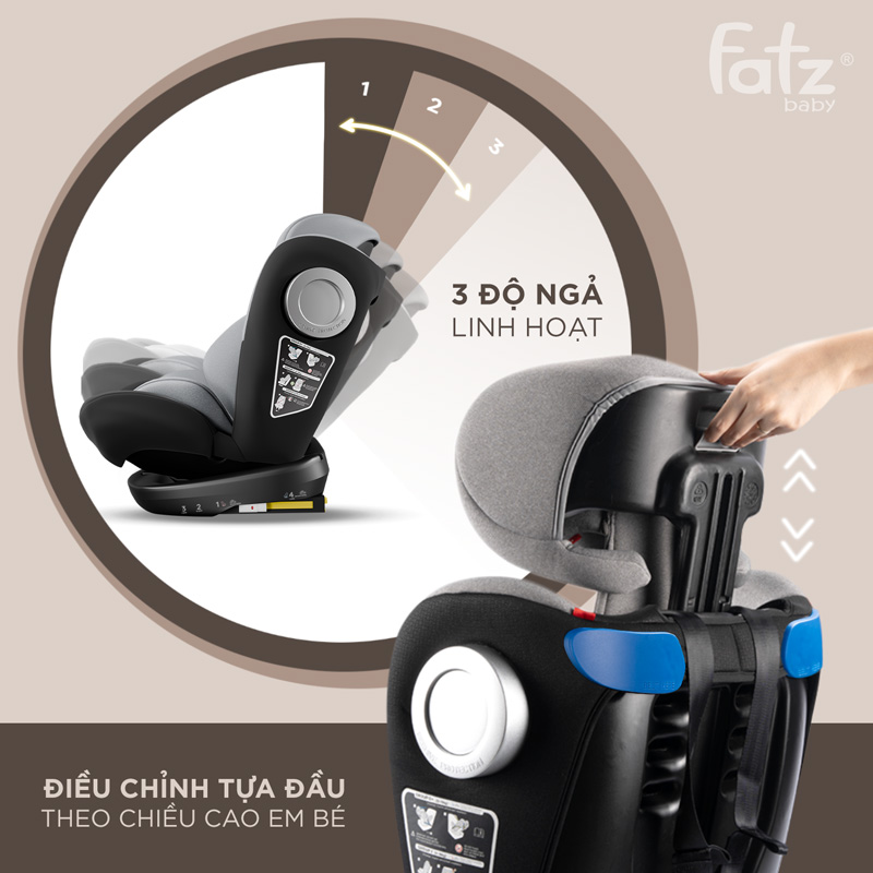 Ghế ngồi ô tô an toàn cho bé xoay 360 độ có Isofix Fatzbaby Protect 1