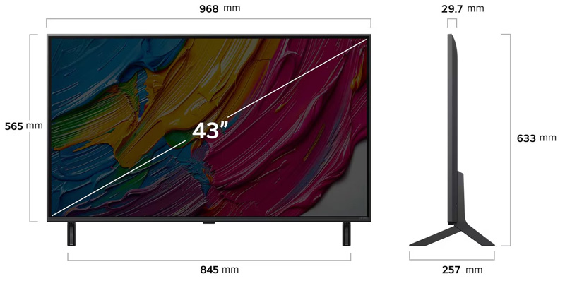 Kích thước Tivi LG QNED AI 4K 43 inch 43QNED80ASA