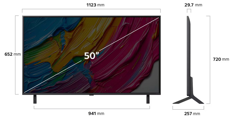Kích thước Tivi LG QNED AI 4K 50 inch 50QNED80ASA