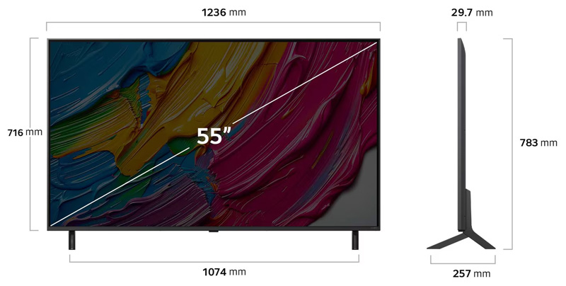Kích thước Tivi LG QNED AI 4K 55 inch 55QNED80ASA