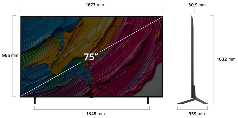 Kích thước Tivi LG QNED AI 4K 75 inch 75QNED80ASA
