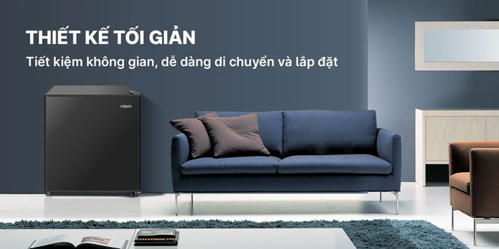 Tủ lạnh mini AQR-D100FA(BS) của AQUA sở hữu thiết kế 1 cánh